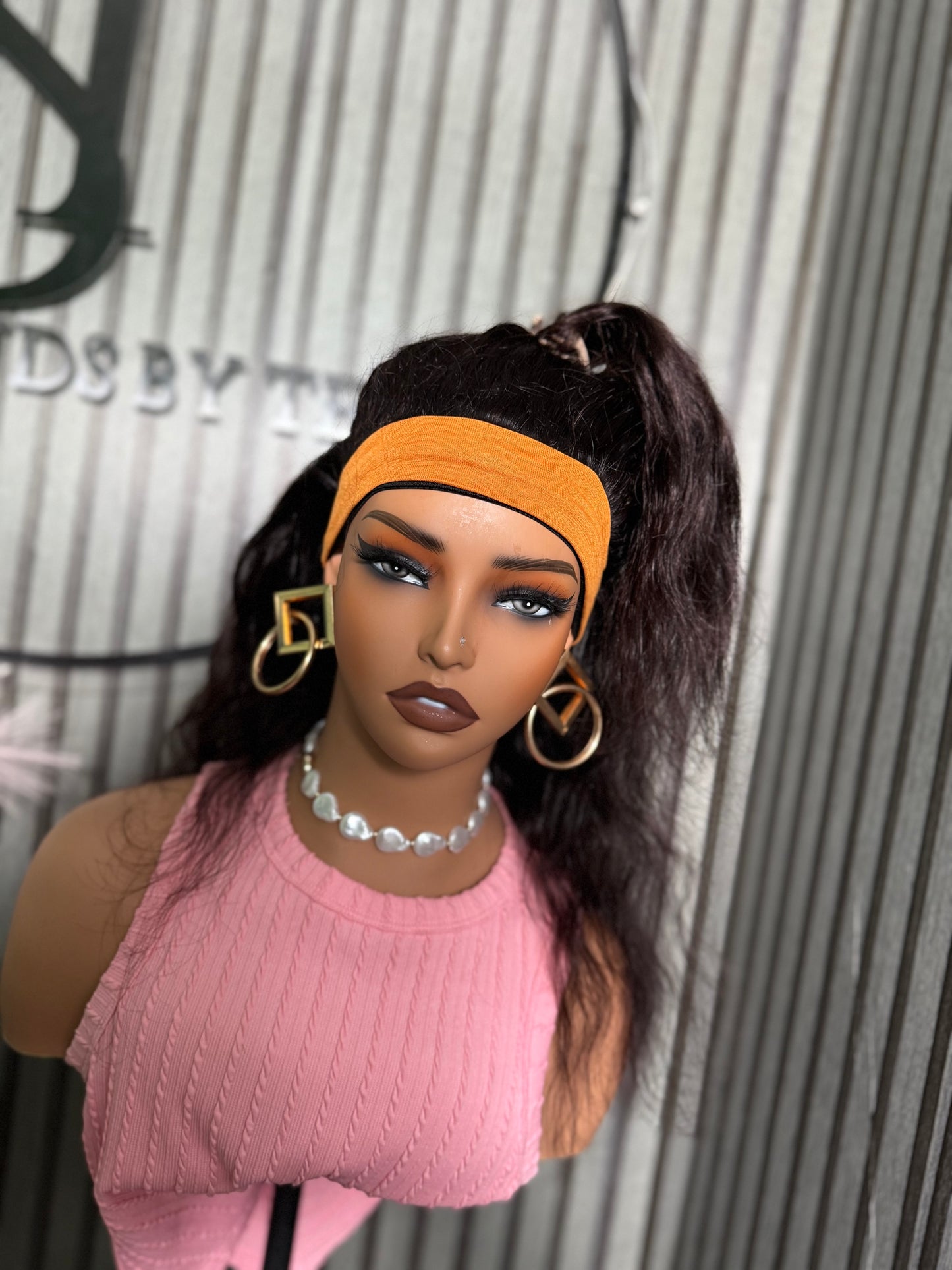 Headband human hair wig