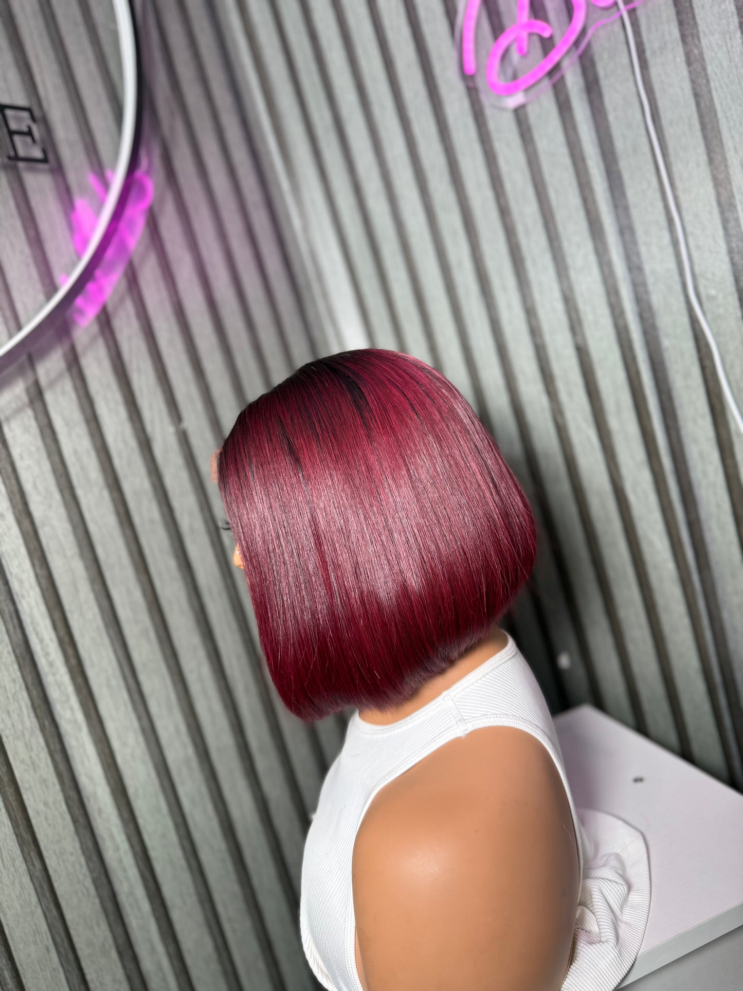 BURGUNDY WITH DARK ROOT BOB WIG