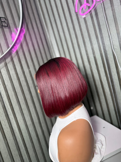 BURGUNDY WITH DARK ROOT BOB WIG