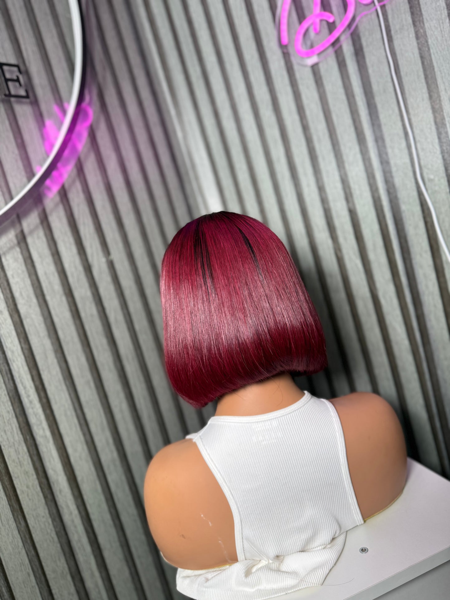 BURGUNDY WITH DARK ROOT BOB WIG