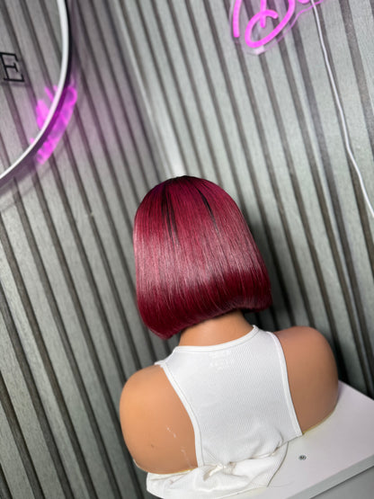BURGUNDY WITH DARK ROOT BOB WIG