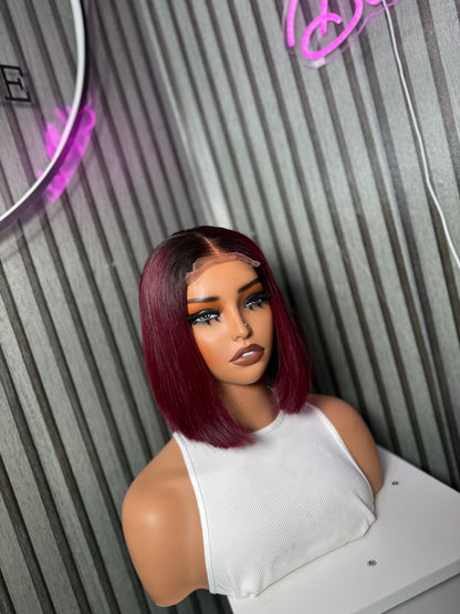 BURGUNDY WITH DARK ROOT BOB WIG