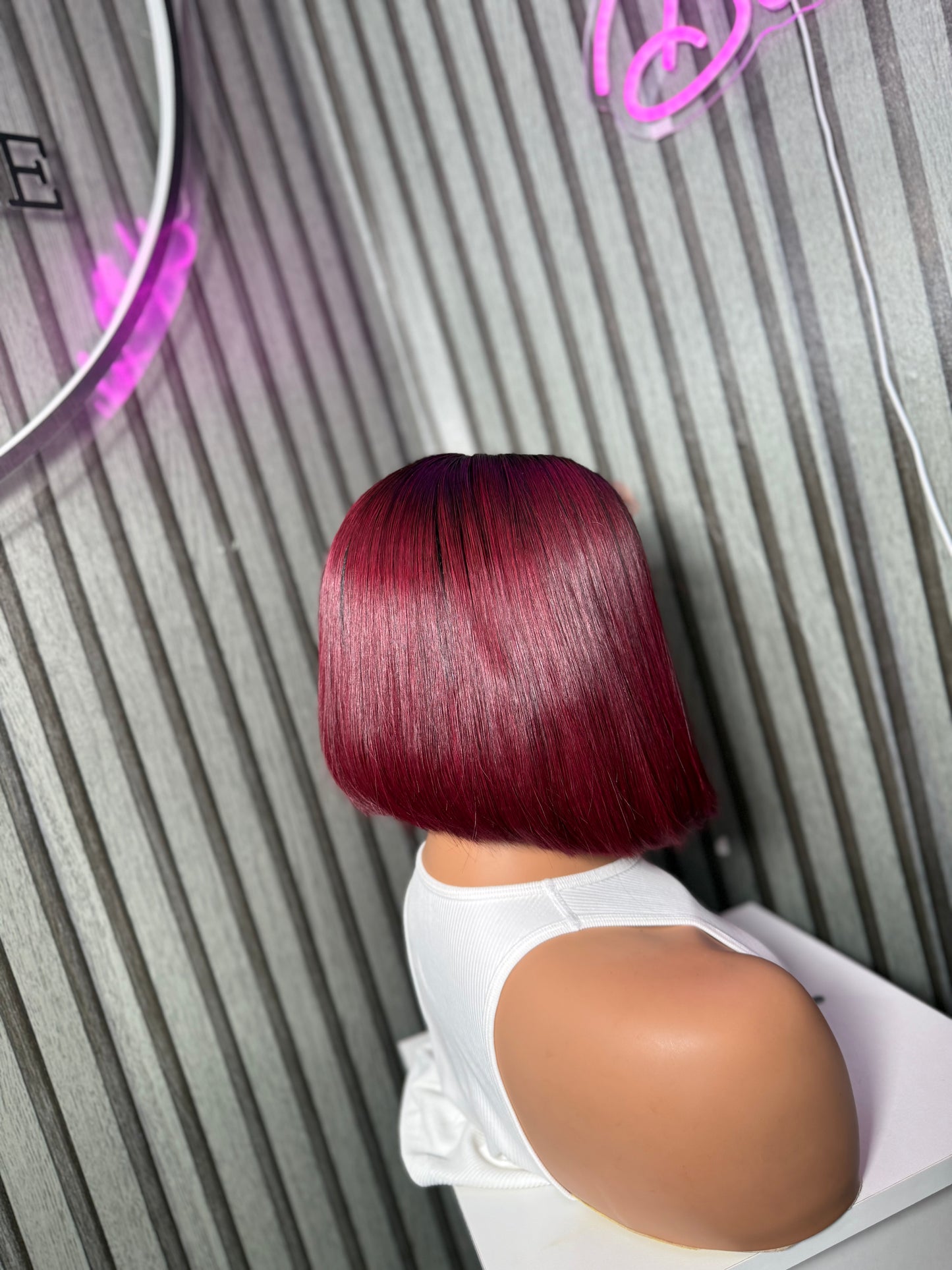 BURGUNDY WITH DARK ROOT BOB WIG