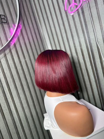 BURGUNDY WITH DARK ROOT BOB WIG
