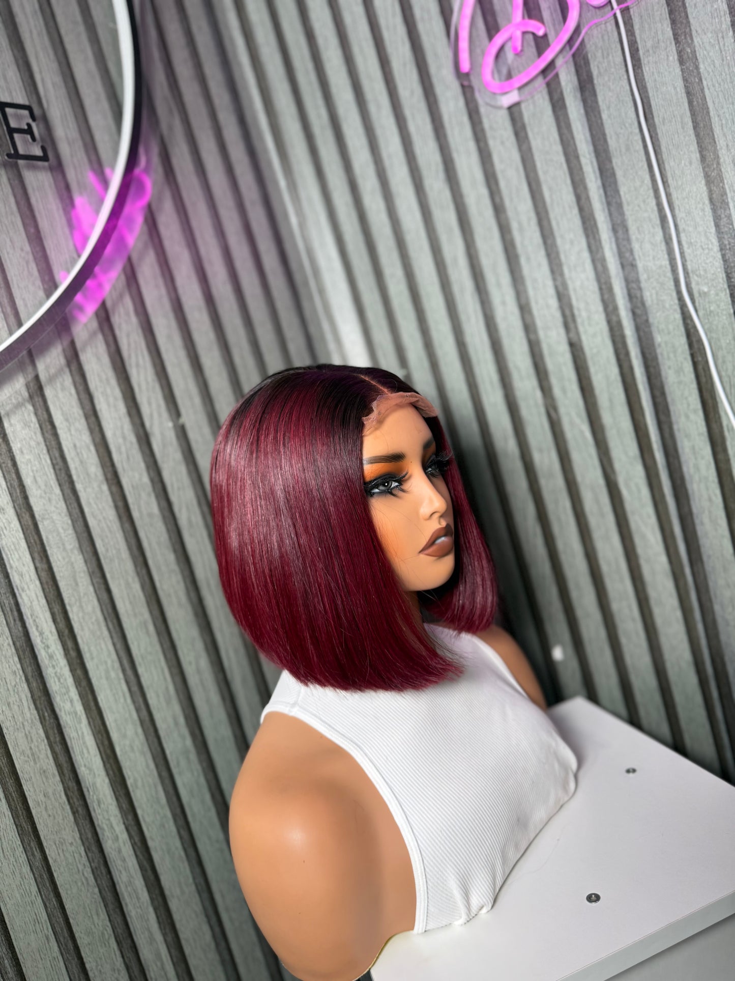 BURGUNDY WITH DARK ROOT BOB WIG