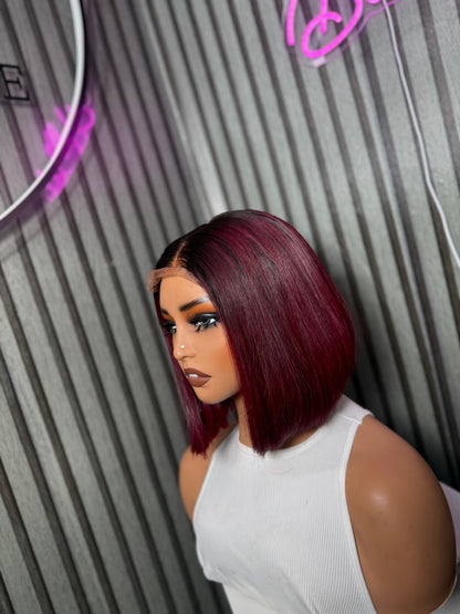 BURGUNDY WITH DARK ROOT BOB WIG